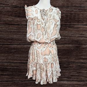 Adrienne Pink Shimmer Animal Print Boutique Sleeveless Dress Size L